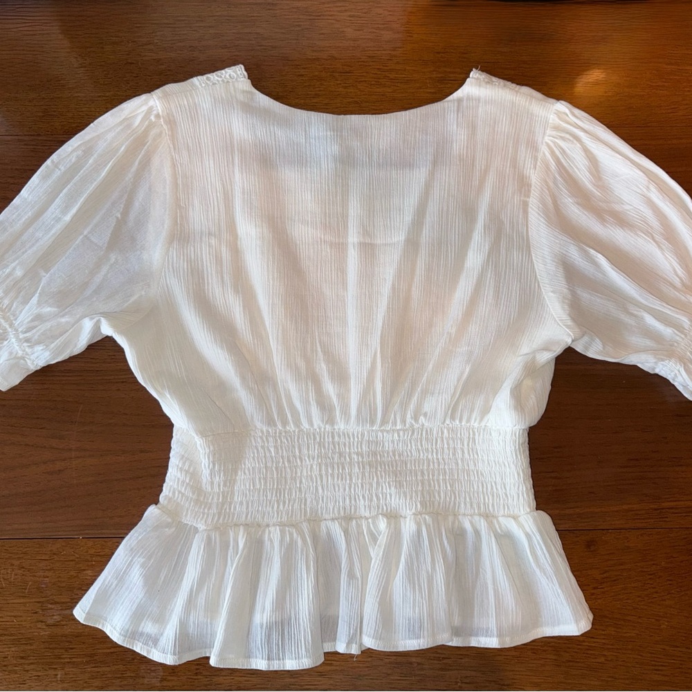 In Loom White Lace-Trim Peasant Blouse - Picture 12 of 12